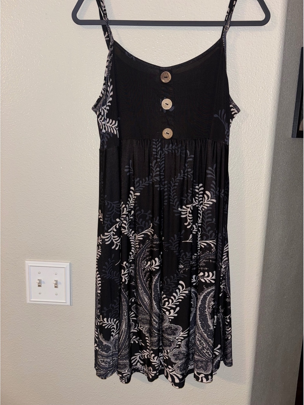 Rosegal Black Paisley Faux Button Cami Sundress 1X
